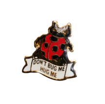 Ladybug Insect Red Black Gold-Tone Enamel Lapel Pin - Don&#39;t Bug Me, Hug Me - £4.39 GBP