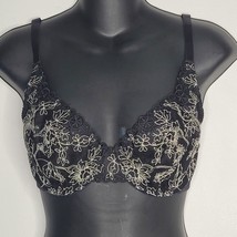 Wacoal Sitting Pretty Black Embroidered Mesh Bra 34D 85187 Underwire - $18.99