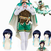 Genshin Impact Cosplay Venti Costume Halloween Anime Cos Wig Prop Outfit Dress - £58.34 GBP