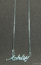 925 Sterling Silver Name Necklace - Name Plate - ASHLEY 17&quot; chain w/pendant - £47.13 GBP