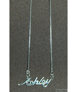 925 Sterling Silver Name Necklace - Name Plate - ASHLEY 17&quot; chain w/pendant - £47.19 GBP