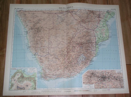 1956 Vintage Map Of South Africa Cape Town Johannesburg Namibia Rhodesia - $29.59