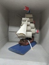 French Small Double Decker Handcrafted Wooden Model Ship - £54.48 GBP