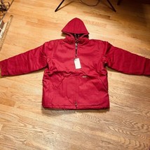 NWT Vintage Leeman Skoops Red Hooded Canvas Shell Parka JACKET Coat Full... - $41.40