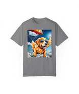 Paragliding Golden Retriever Puppy Unisex Garment-Dyed T-shirt - $30.37