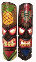 World Bazzar 20&quot; Set Of 2 Handmade Tiki Mask Leaf Pina Colada Hawaiian Polynesian - £23.56 GBP