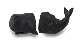 Scratch &amp; Dent Whale Top and Tail Black Distressed Finish Bookends Set of 2 - £16.05 GBP