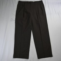 Hart Schaffner Marx 38x32 Brown Pleated Cuffed Super 100s Wool Mens Dress Pants - £17.30 GBP