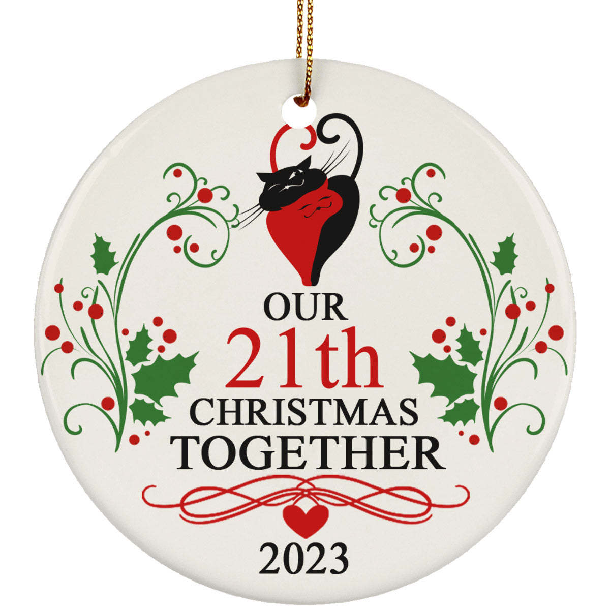 Primary image for 21th Wedding Anniversary 2023 Ornament Gift 21 Year Christmas Married Couple Cat