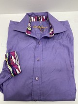 Robert Graham Button Front Shirt Mens XL Purple Flip Cuff - £35.82 GBP
