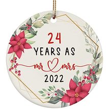 24 Years As Mr &amp; Mrs Ornament 2022-24th Anniversary Circle Ornaments Gif... - £11.63 GBP