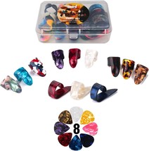 Thumb Finger Picks Plectrum With Plastic Picks Case, 1 Dozen (3 Pairs) S... - $19.02