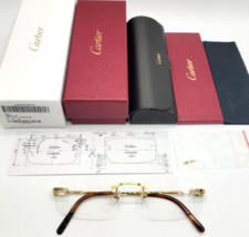 New Cartier Bolon CT0045O 002 GOLD-HAVANA Authentic Eyeglasses 51-20 France! - £1,468.11 GBP