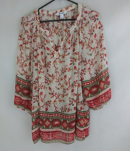 Old Navy Women&#39;s Colorful Boho Style Floral Lightweight Blouse Size Large - £9.13 GBP