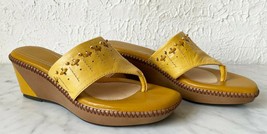 Naturalizer Entrance Yellow Leather Beaded Slide Wedge Sandal in Box - W... - $26.56