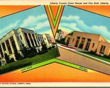 Vtg Linen Postcard - Liberty County Court House Liberty, Texas Unused Mu... - £14.72 GBP