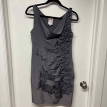 Yoana Baraschi Gray Silk Draped Ruffled Frilly Sleeveless Dress Womens S... - $38.61