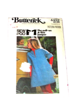 BUTTERICK 4452 girl's size 7 pull on A line jumper 'sew n go'  (sew drwr) - $3.50