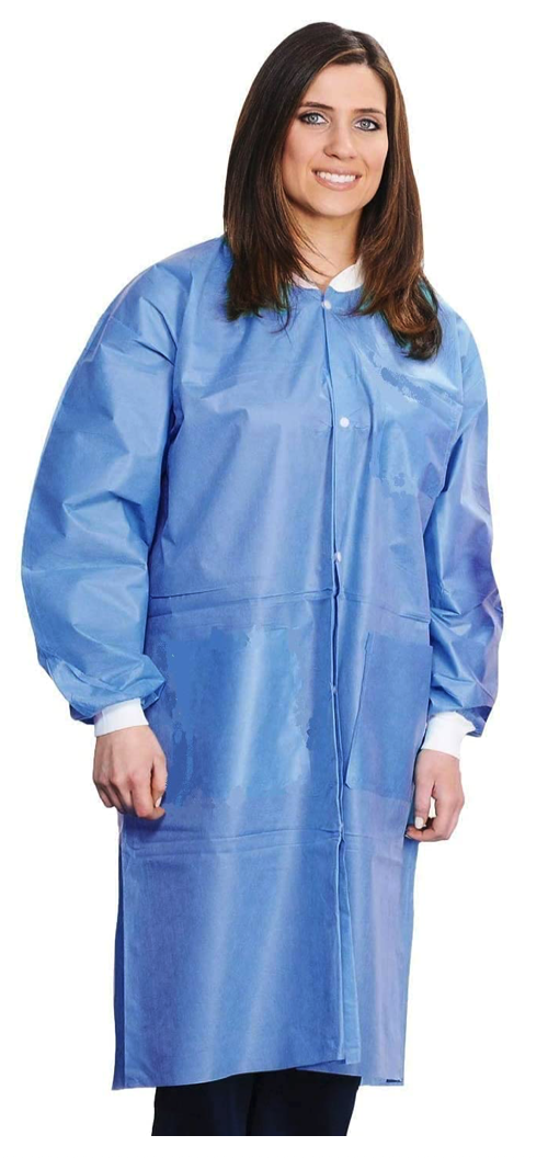 SMS 45 GSM  2 Pockets, Knit Cuffs &amp; Collar, Disposable Isolation Gown M/... - $21.99