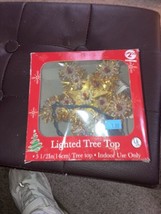 Vintage Lighted Foil Christmas Tree Topper, 10 Bulb, 5.5&quot; Retro Holiday ... - £8.30 GBP