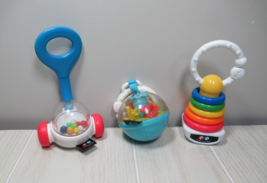 Fisher Price lot Rattle teether classic ring stacker popper hanging chim... - $14.84
