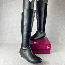 SO Women&#39;s Biker wedge knee-high boots Size 7 Faux Leather New - £20.51 GBP