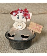 Hog Wash Pig In Galvanized Tub Figurine 2 1/4 Inches Primitive Style Far... - £11.76 GBP