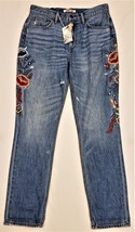Johnny Was Kali Relaxed Straight Leg Jeans Size-31 Medium Wash 100% Cotton - £136.28 GBP