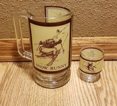 Snow Bunny Beer Mug &amp; Snow Plow Shot Glass Girl NICE Lot of 2 - £18.68 GBP