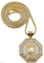 Medusa Necklace New Iced Out 8 Sided Octagon Pendant With 36 Inch Franco Chain - £30.10 GBP