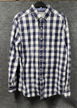Crown &amp; Ivy Shirt Mens Large Blue Plaid Stretch Button Down Long Sleeve ... - $16.83