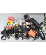 Large Lot Assorted 35mm Camera Lens Acessories Flash Hoods Filters Tripo... - £163.89 GBP