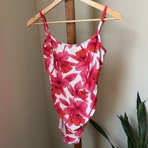 Oscar de la Renta Swimsuit 1 Piece Bathing Suit Thin Straps Pink Red White 10 - £19.60 GBP