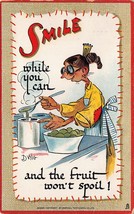 Dwig Comic Postcard Smile White You Can Fruit Won&#39;t Spoil Tuck Artist Signed - £7.74 GBP