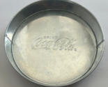 Coca-Cola Galvanized 8&quot; Round Tray Embossed with Script Logo - $8.59