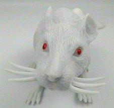 Large Squeaky White Rat Mouse Rodent Plastic Realistic Figure Red Eyes Squeeze - £12.66 GBP
