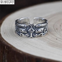 100% 925 Silver Fengshui Gluttony Ring Thai Sterling Silver Lucky Beast Man Ring - £35.37 GBP