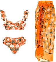 IBAKOM Woman&#39;s Three Piece Bikini and Wrap Skirt Swimsuit Set - Size: S - £16.85 GBP