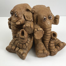 Dave Grossman Designs Vintage 1978 Elephant Clay Sculpture Bookends 6&quot; Tall - $468.74 MXN