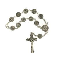 Rosary rearview mirror  Saint St BENEDICT Medal Car crucifixes San Benit... - $12.75
