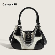 New Designer Handbags 2023 Women PU Leather and Canvas Splicing Shoulder Bags Fr - £48.94 GBP