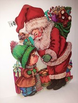 Vintage Christmas Santa w/ Naughty Kid Die Cut Paper NEW 70s Artfaire - £11.87 GBP