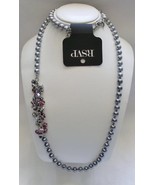 RSVP Pretty Two-tone Metallic Gray Faux Pearl Necklace Midnight Floral - £7.00 GBP