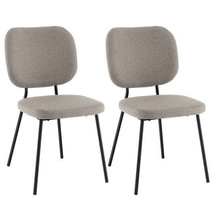 Set of 2 Modern Armless Dining Chairs with Linen Fabric-Gray - Color: Gray - £140.33 GBP