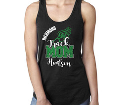 Custom Glitter Track Team Mom Design Next Level Fitted Racerback Tank Top  - £15.62 GBP+