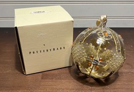 POTTERY BARN Ornament Glass 4” bulb snow flake leaf jeweled Christmas - $25.00