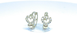 ADIRFINE 10K Solid Gold Cubic Zirconia Heart Huggie Hoop Earrings - $194.39