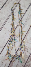 Vintage Native American 5 Strand Necklace  Glass &amp; Seed Beads, &amp; Shell H... - £29.59 GBP