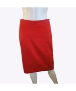 Red Midi Straight Skirt Size 4 Back Zipper Closure Polyester Cotton Blend - $180.56 MXN