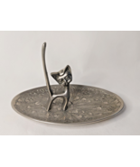 Vintage Seba Silver Plated Stylised Ring Cat In Jewellery Trinket Tray - $37.16